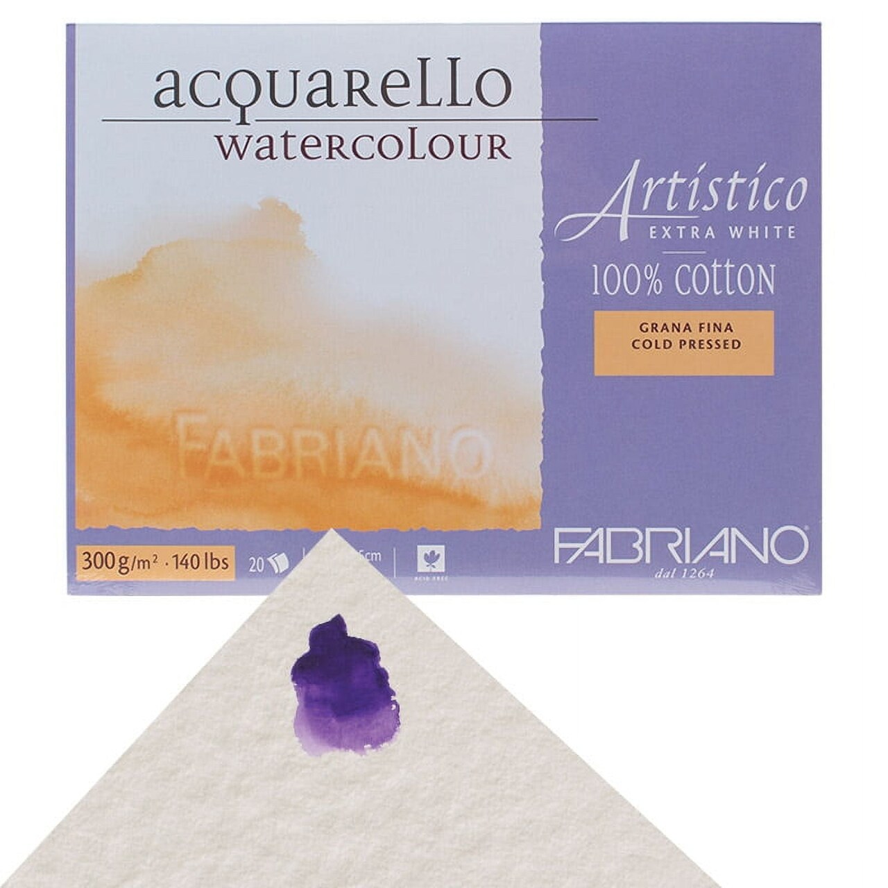 Fabriano Artistico Extra White Watercolor Block, 140 lb./300 gsm
